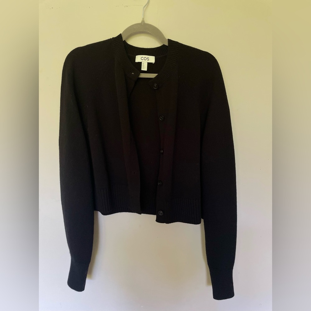 COS Black Cardigan Sweater with Blouson Sleeves NWOT - Picture 9 of 13